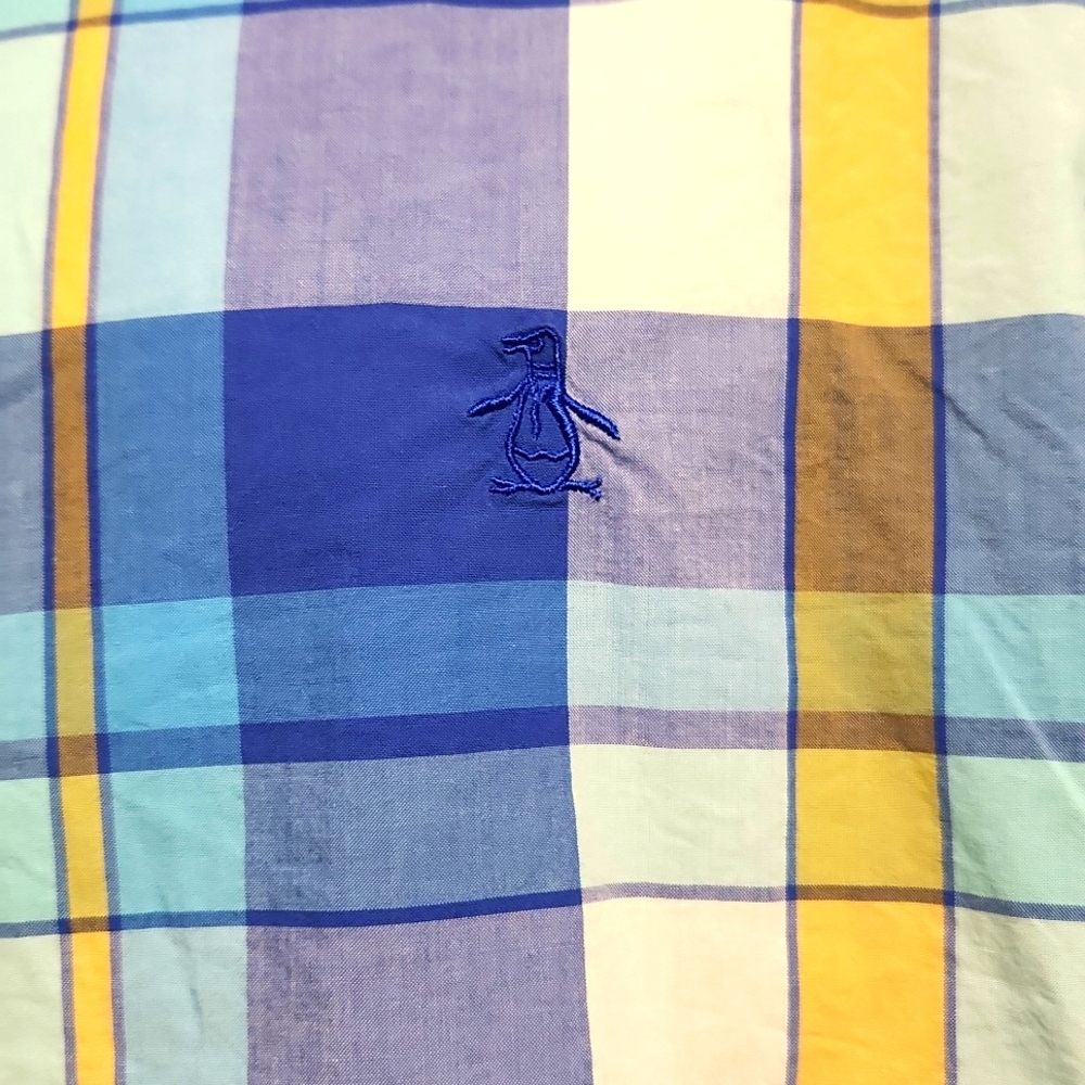 Men's Original Penguin by Munsing Wear Plaid Button Down SS Shirt XXL - Picture 7 of 7